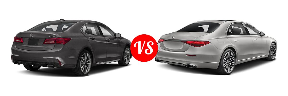 2019 Acura TLX Sedan w/Advance Pkg vs. 2022 Mercedes-Benz S-Class Sedan S 580 - Rear Right Comparison