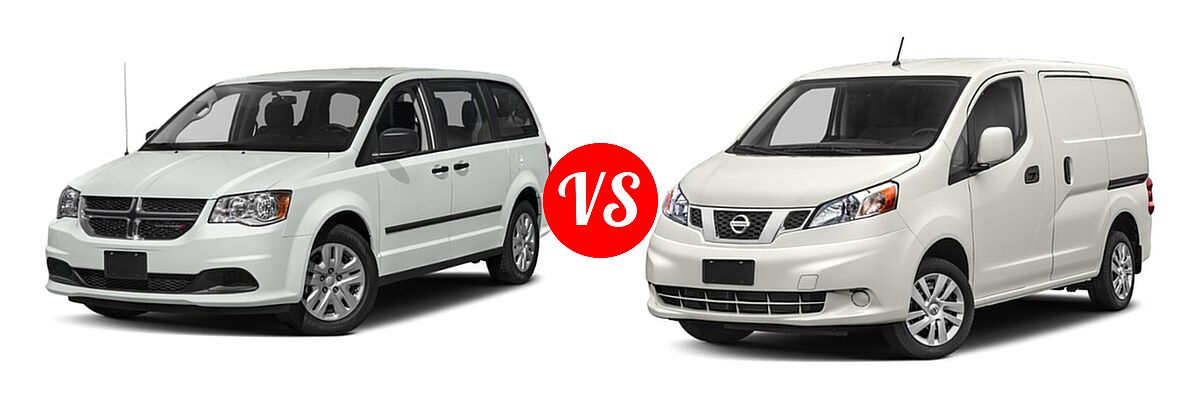 2019 Dodge Grand Caravan Minivan SE / SXT vs. 2019 Nissan NV200 Minivan S / SV - Front Left Comparison