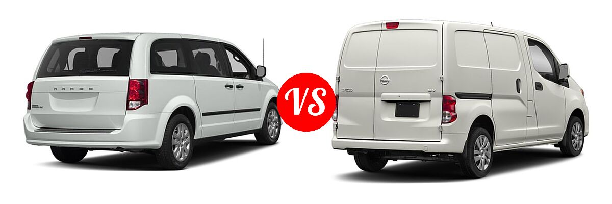 2019 Dodge Grand Caravan Minivan SE / SXT vs. 2019 Nissan NV200 Minivan S / SV - Rear Right Comparison