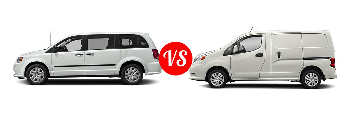 2019 Dodge Grand Caravan Minivan SE / SXT vs. 2019 Nissan NV200 Minivan S / SV - Side Comparison