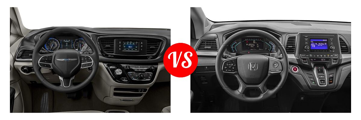 2019 Chrysler Pacifica Minivan L / LX vs. 2019 Honda Odyssey Minivan LX - Dashboard Comparison