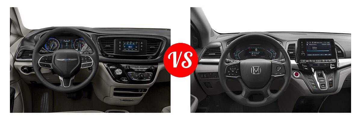 2019 Chrysler Pacifica Minivan L / LX vs. 2019 Honda Odyssey Minivan EX - Dashboard Comparison