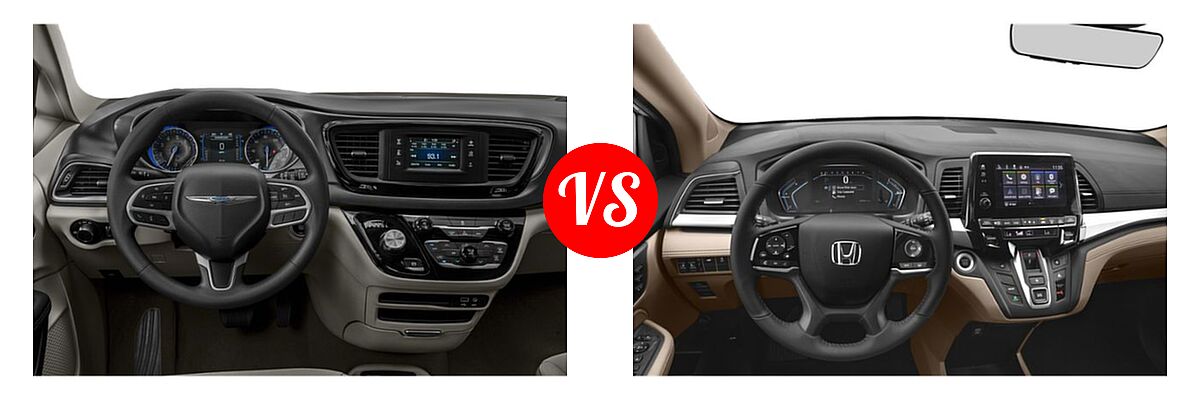 2019 Chrysler Pacifica Minivan L / LX vs. 2019 Honda Odyssey Minivan EX-L - Dashboard Comparison