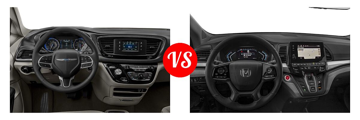 2019 Chrysler Pacifica Minivan L / LX vs. 2019 Honda Odyssey Minivan EX-L w/Navi/RES - Dashboard Comparison
