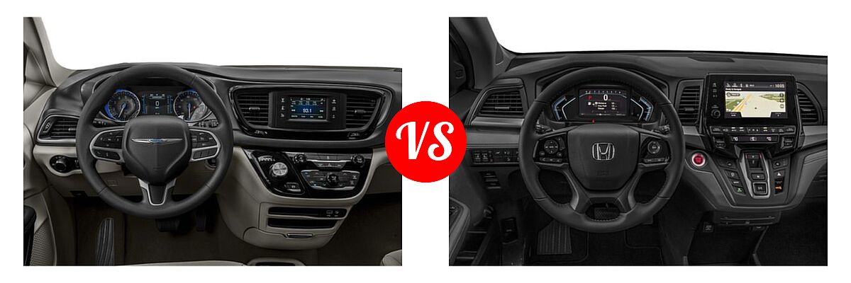 2019 Chrysler Pacifica Minivan L / LX vs. 2019 Honda Odyssey Minivan Touring - Dashboard Comparison
