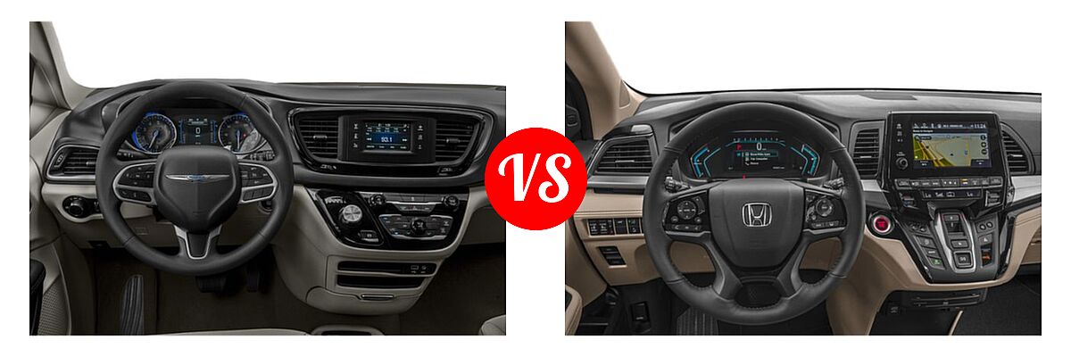 2019 Chrysler Pacifica Minivan L / LX vs. 2019 Honda Odyssey Minivan Elite - Dashboard Comparison