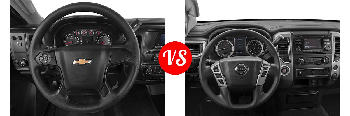 2017 Chevrolet Silverado 2500HD Pickup LT / Work Truck vs. 2017 Nissan Titan Pickup S / SV - Dashboard Comparison