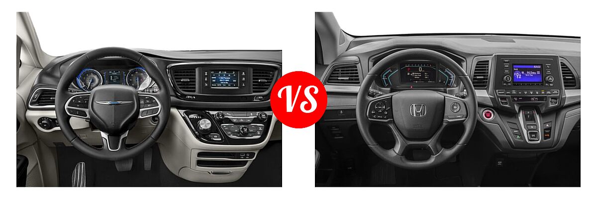 2019 Chrysler Pacifica Minivan Limited / Touring L / Touring L Plus / Touring Plus vs. 2019 Honda Odyssey Minivan LX - Dashboard Comparison