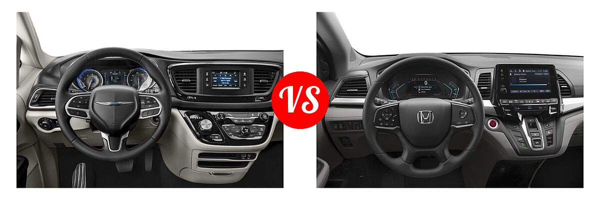 2019 Chrysler Pacifica Minivan Limited / Touring L / Touring L Plus / Touring Plus vs. 2019 Honda Odyssey Minivan EX - Dashboard Comparison