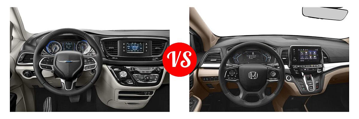 2019 Chrysler Pacifica Minivan Limited / Touring L / Touring L Plus / Touring Plus vs. 2019 Honda Odyssey Minivan EX-L - Dashboard Comparison