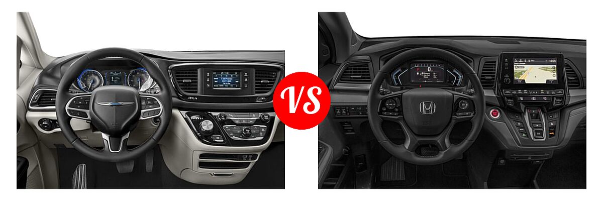2019 Chrysler Pacifica Minivan Limited / Touring L / Touring L Plus / Touring Plus vs. 2019 Honda Odyssey Minivan Touring - Dashboard Comparison
