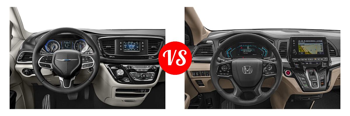 2019 Chrysler Pacifica Minivan Limited / Touring L / Touring L Plus / Touring Plus vs. 2019 Honda Odyssey Minivan Elite - Dashboard Comparison
