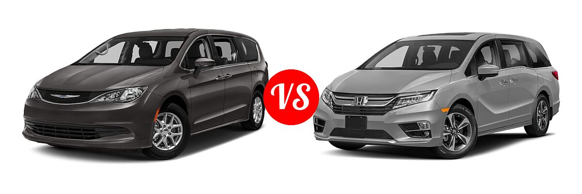 2019 Chrysler Pacifica Minivan L / LX vs. 2019 Honda Odyssey Minivan Touring - Front Left Comparison