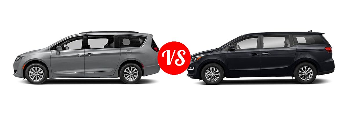 2019 Chrysler Pacifica Minivan Limited / Touring L / Touring L Plus / Touring Plus vs. 2020 Kia Sedona Minivan L / LX - Side Comparison