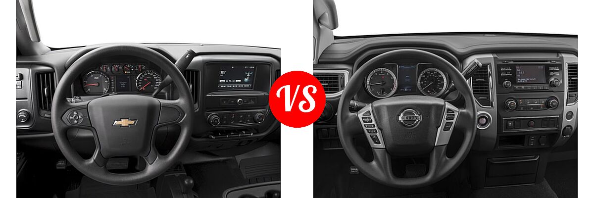 2017 Chevrolet Silverado 2500HD Pickup Work Truck vs. 2017 Nissan Titan Pickup S / SV - Dashboard Comparison