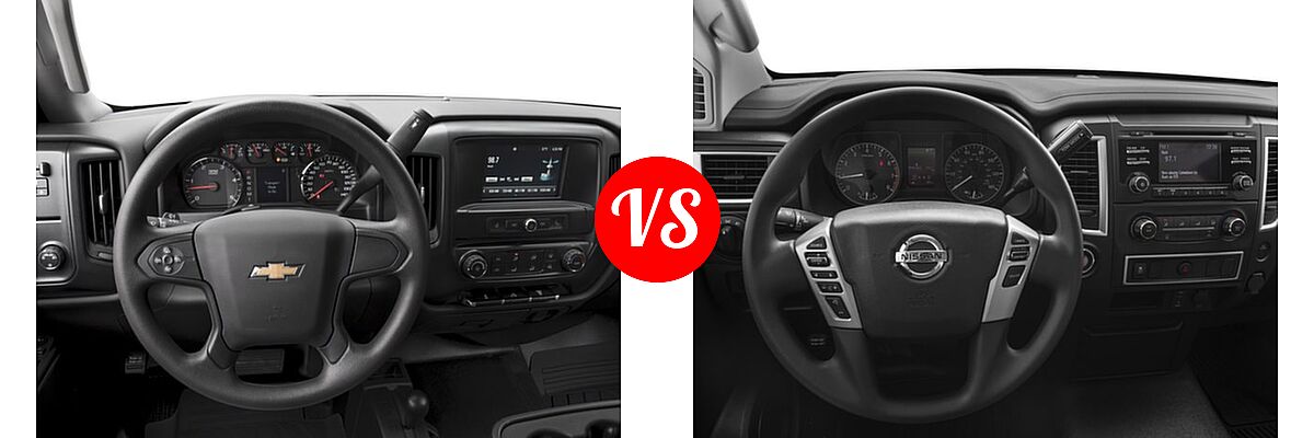 2017 Chevrolet Silverado 2500HD Pickup Work Truck vs. 2017 Nissan Titan Pickup S / SV - Dashboard Comparison