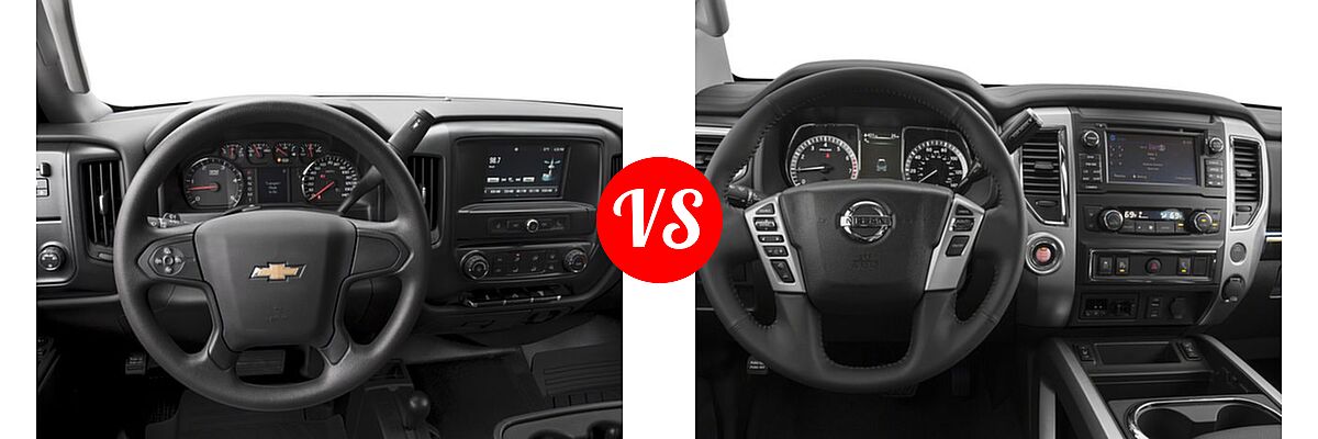 2017 Chevrolet Silverado 2500HD Pickup Work Truck vs. 2017 Nissan Titan Pickup SV - Dashboard Comparison