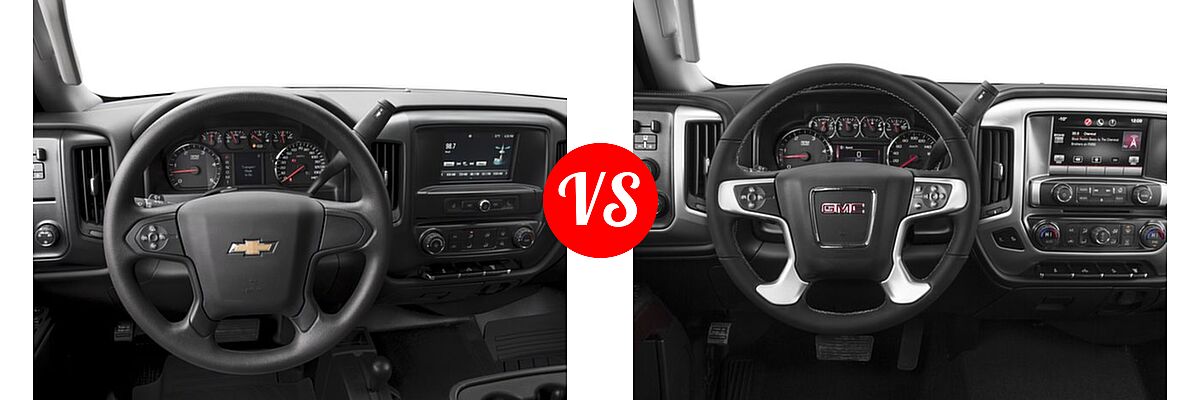 2017 Chevrolet Silverado 2500HD Pickup Work Truck vs. 2017 GMC Sierra 2500HD Pickup SLE - Dashboard Comparison