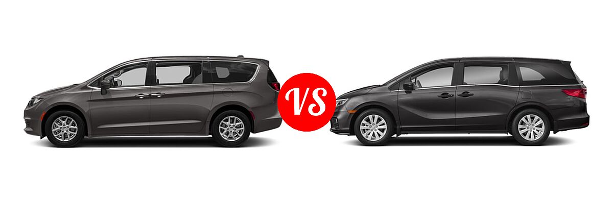 2019 Chrysler Pacifica Minivan L / LX vs. 2019 Honda Odyssey Minivan LX - Side Comparison