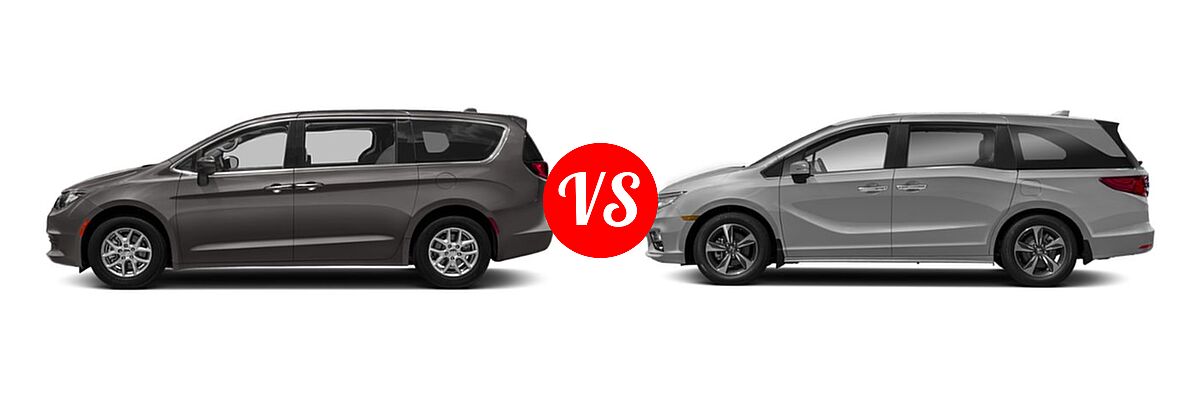 2019 Chrysler Pacifica Minivan L / LX vs. 2019 Honda Odyssey Minivan Touring - Side Comparison