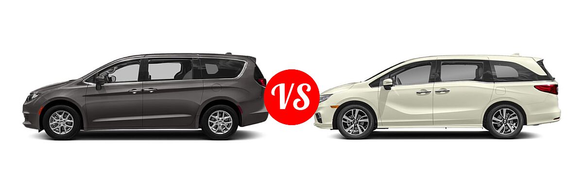 2019 Chrysler Pacifica Minivan L / LX vs. 2019 Honda Odyssey Minivan Elite - Side Comparison