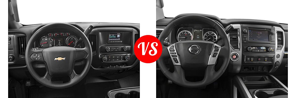 2017 Chevrolet Silverado 2500HD Pickup Work Truck vs. 2017 Nissan Titan Pickup SV - Dashboard Comparison