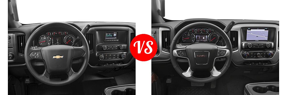 2017 Chevrolet Silverado 2500HD Pickup Work Truck vs. 2017 GMC Sierra 2500HD Pickup SLE - Dashboard Comparison