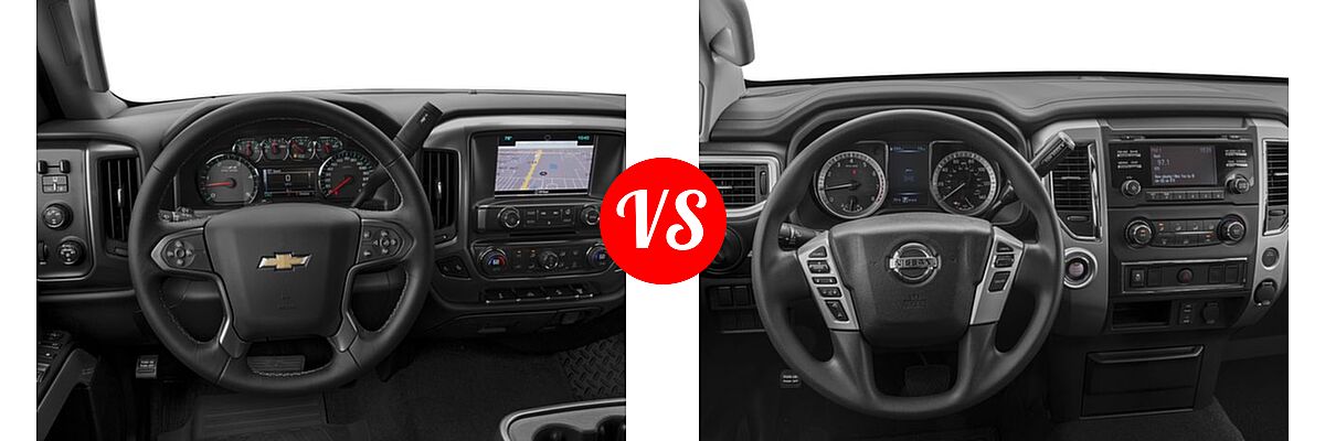 2017 Chevrolet Silverado 2500HD Pickup LT vs. 2017 Nissan Titan Pickup S / SV - Dashboard Comparison