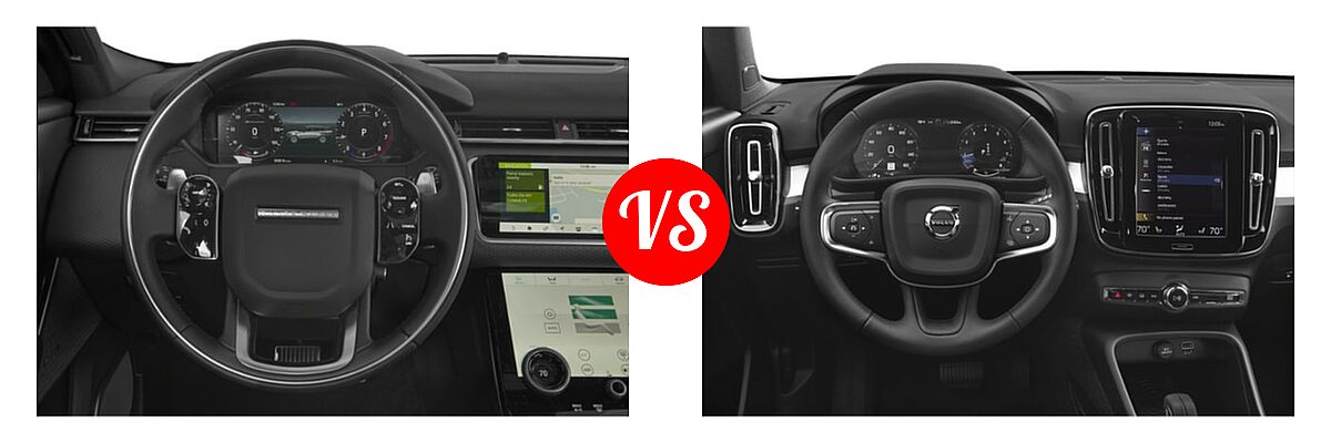 2019 Land Rover Range Rover Velar SUV P250 / R-Dynamic SE / S vs. 2019 Volvo XC40 SUV Momentum / R-Design - Dashboard Comparison