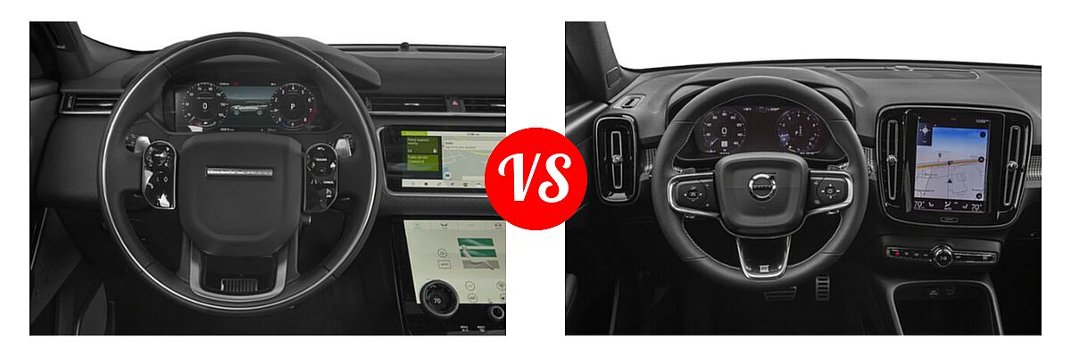 2019 Land Rover Range Rover Velar SUV P250 / R-Dynamic SE / S vs. 2019 Volvo XC40 SUV R-Design - Dashboard Comparison
