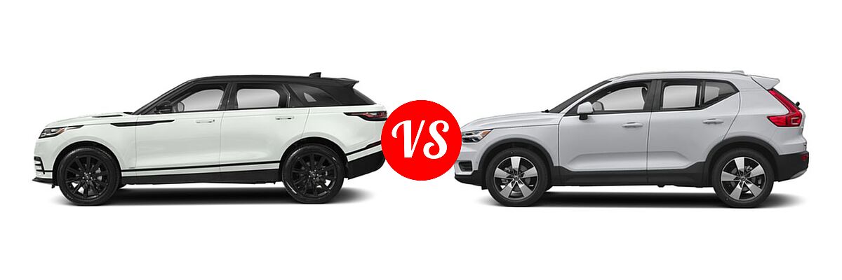 2019 Land Rover Range Rover Velar SUV Diesel R-Dynamic SE vs. 2019 Volvo XC40 SUV Momentum / R-Design - Side Comparison