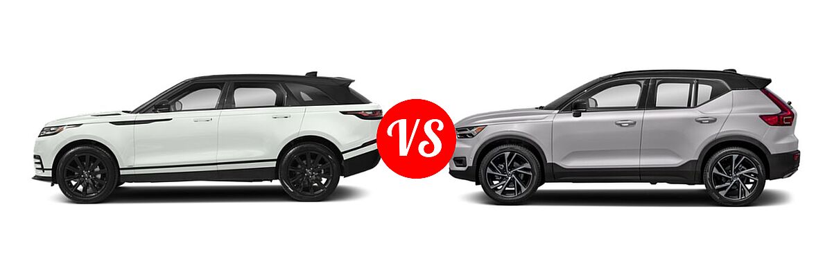 2019 Land Rover Range Rover Velar SUV Diesel R-Dynamic SE vs. 2019 Volvo XC40 SUV R-Design - Side Comparison