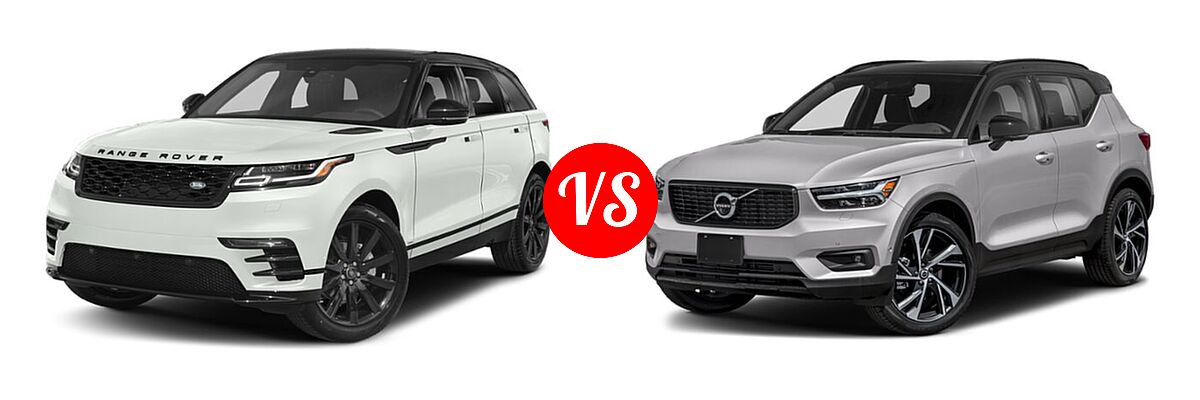 2019 Land Rover Range Rover Velar SUV Diesel R-Dynamic SE vs. 2019 Volvo XC40 SUV R-Design - Front Left Comparison