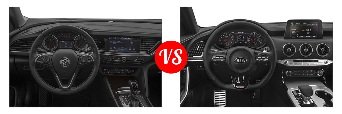 2019 Buick Regal Sportback Hatchback 4dr Sdn FWD / Avenir / Essence / GS / Preferred / Preferred II vs. 2019 Kia Stinger Hatchback GT / GT1 / GT2 - Dashboard Comparison