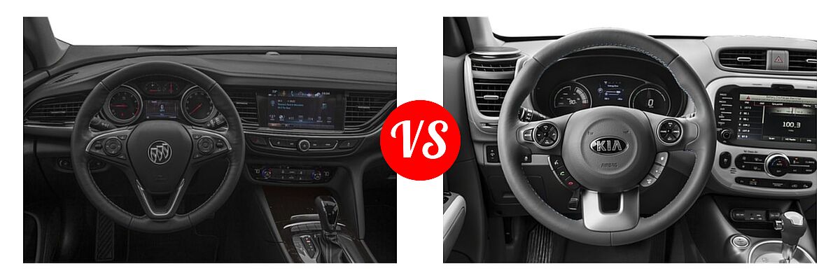 2019 Buick Regal Sportback Hatchback 4dr Sdn FWD / Avenir / Essence / GS / Preferred / Preferred II vs. 2019 Kia Soul EV Hatchback Electric EV / EV+ - Dashboard Comparison