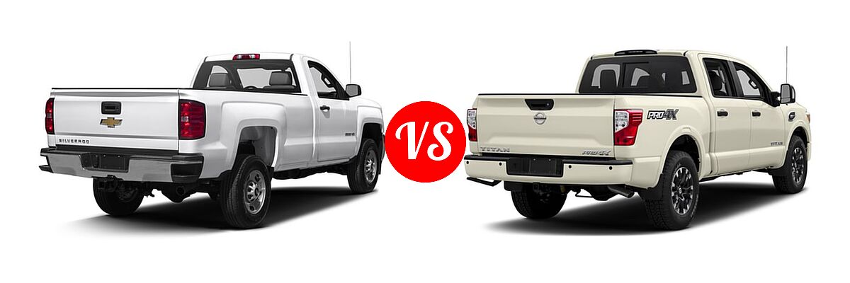 2017 Chevrolet Silverado 2500HD Pickup LT / Work Truck vs. 2017 Nissan Titan Pickup PRO-4X - Rear Right Comparison