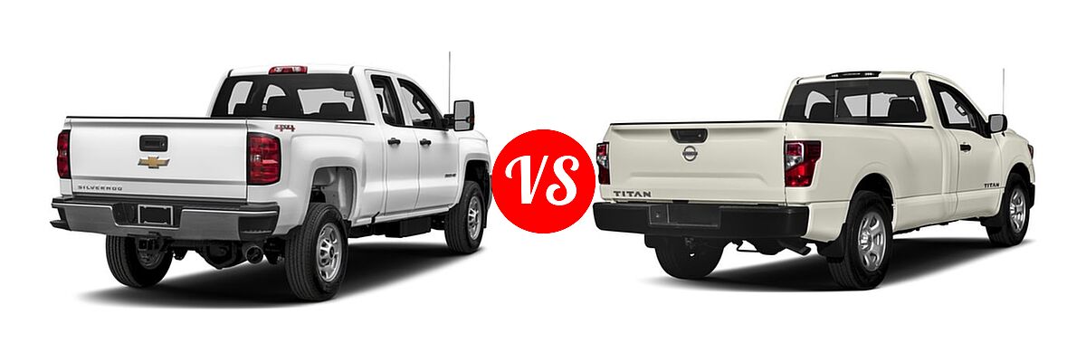 2017 Chevrolet Silverado 2500HD Pickup Work Truck vs. 2017 Nissan Titan Pickup S / SV - Rear Right Comparison
