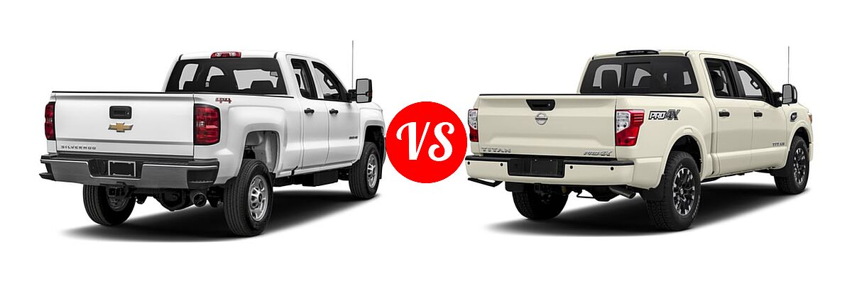 2017 Chevrolet Silverado 2500HD Pickup Work Truck vs. 2017 Nissan Titan Pickup PRO-4X - Rear Right Comparison