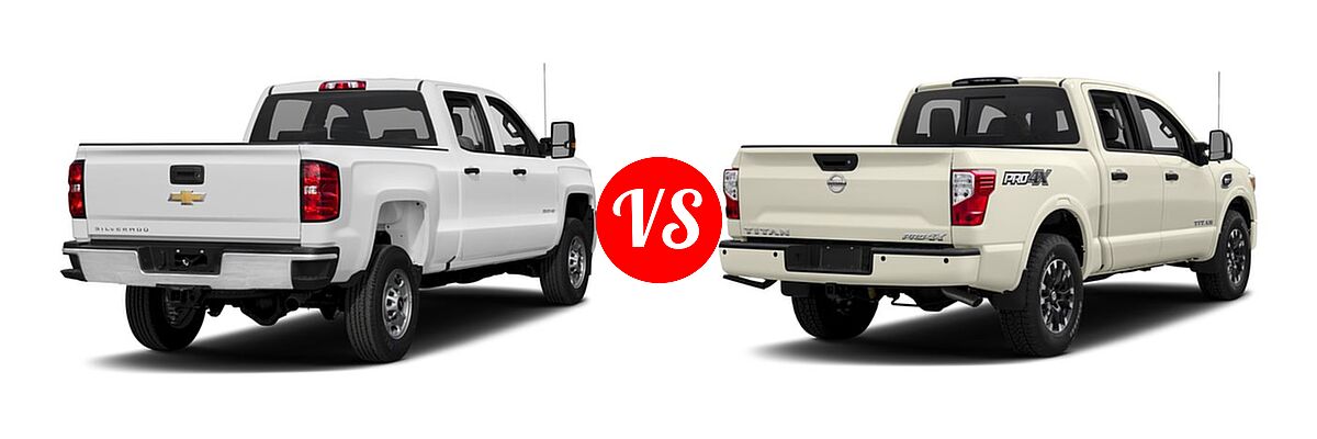 2017 Chevrolet Silverado 2500HD Pickup Work Truck vs. 2017 Nissan Titan Pickup PRO-4X - Rear Right Comparison
