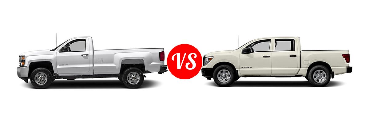 2017 Chevrolet Silverado 2500HD Pickup LT / Work Truck vs. 2017 Nissan Titan Pickup S - Side Comparison