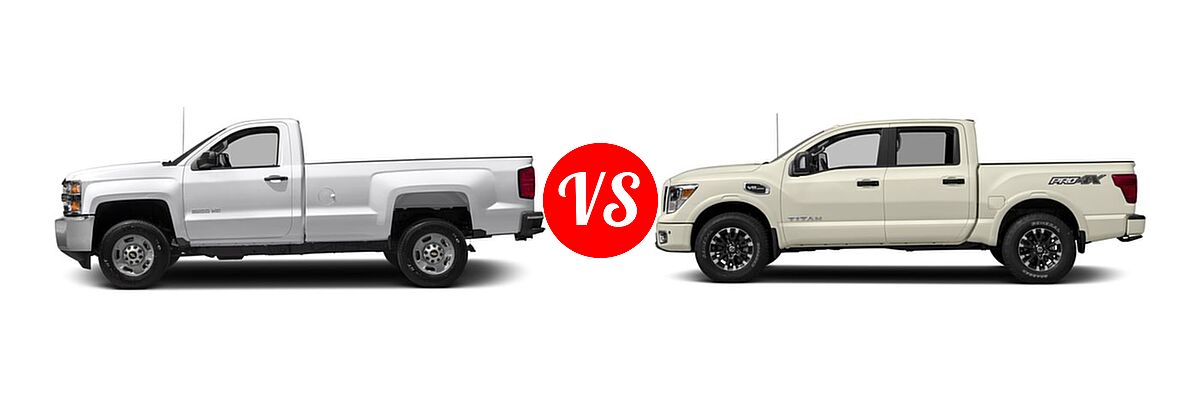 2017 Chevrolet Silverado 2500HD Pickup LT / Work Truck vs. 2017 Nissan Titan Pickup PRO-4X - Side Comparison