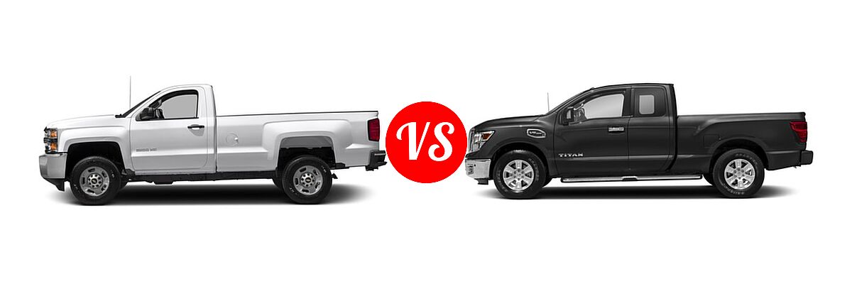 2017 Chevrolet Silverado 2500HD Pickup LT / Work Truck vs. 2017 Nissan Titan Pickup SV - Side Comparison