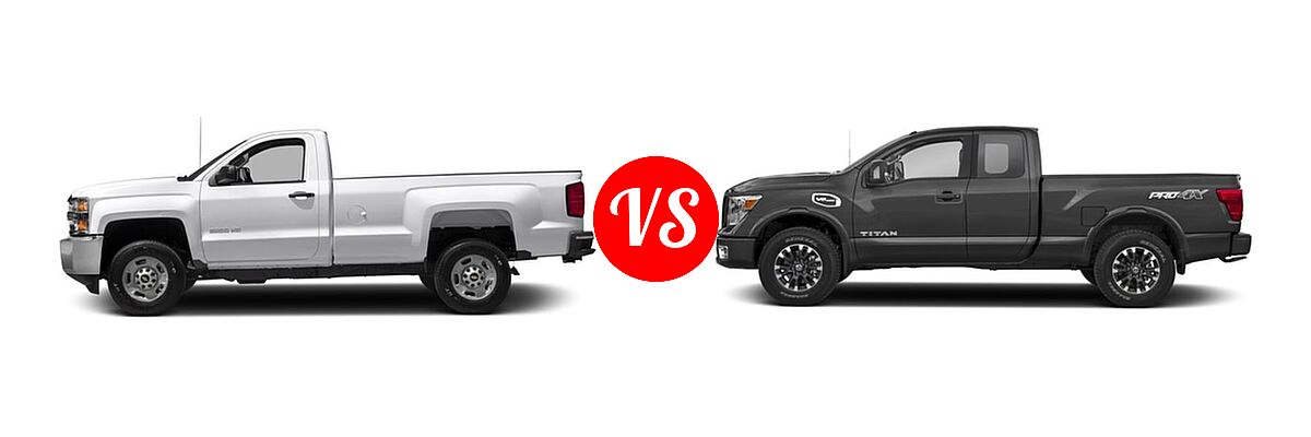 2017 Chevrolet Silverado 2500HD Pickup LT / Work Truck vs. 2017 Nissan Titan Pickup PRO-4X - Side Comparison