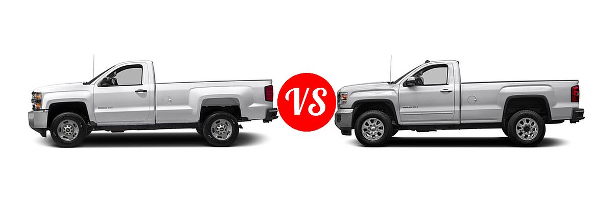 2017 Chevrolet Silverado 2500HD Pickup LT / Work Truck vs. 2017 GMC Sierra 2500HD Pickup SLE - Side Comparison