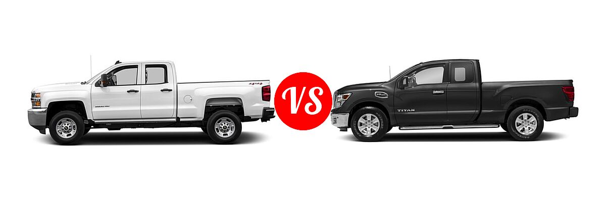 2017 Chevrolet Silverado 2500HD Pickup Work Truck vs. 2017 Nissan Titan Pickup SV - Side Comparison