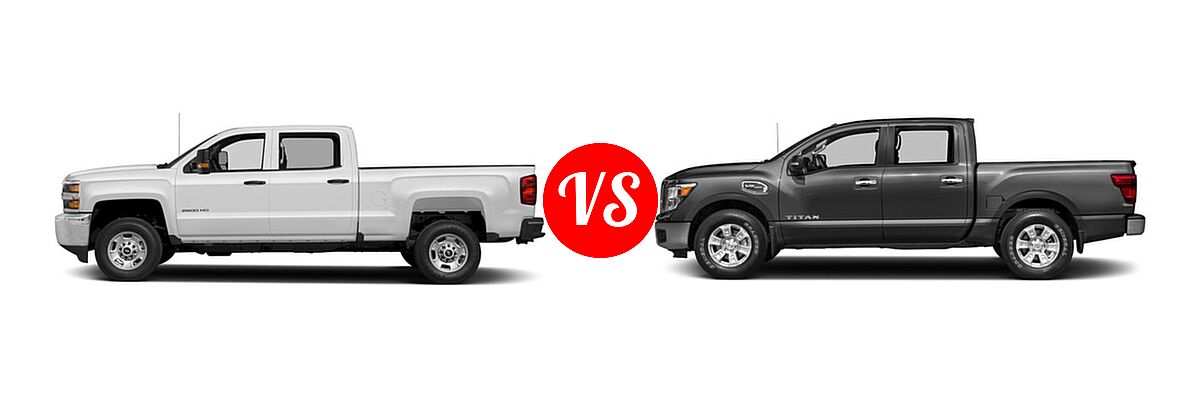 2017 Chevrolet Silverado 2500HD Pickup Work Truck vs. 2017 Nissan Titan Pickup S / SV - Side Comparison