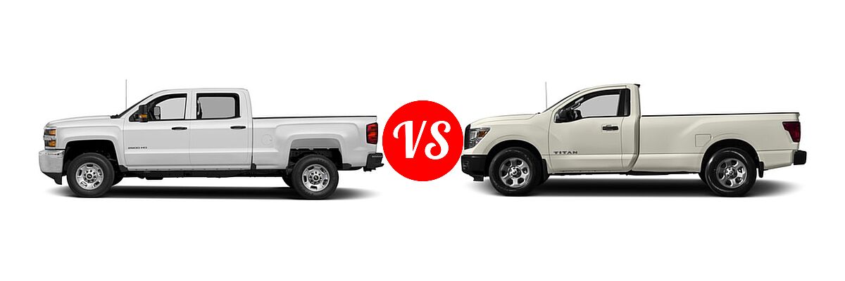 2017 Chevrolet Silverado 2500HD Pickup Work Truck vs. 2017 Nissan Titan Pickup S / SV - Side Comparison