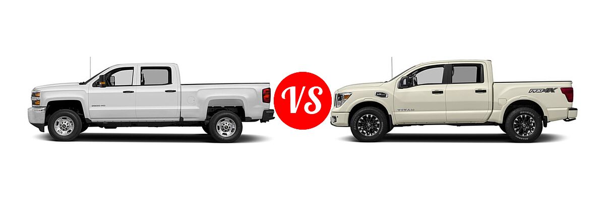 2017 Chevrolet Silverado 2500HD Pickup Work Truck vs. 2017 Nissan Titan Pickup PRO-4X - Side Comparison