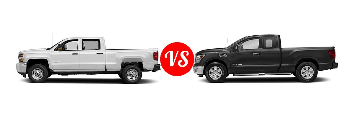 2017 Chevrolet Silverado 2500HD Pickup Work Truck vs. 2017 Nissan Titan Pickup SV - Side Comparison