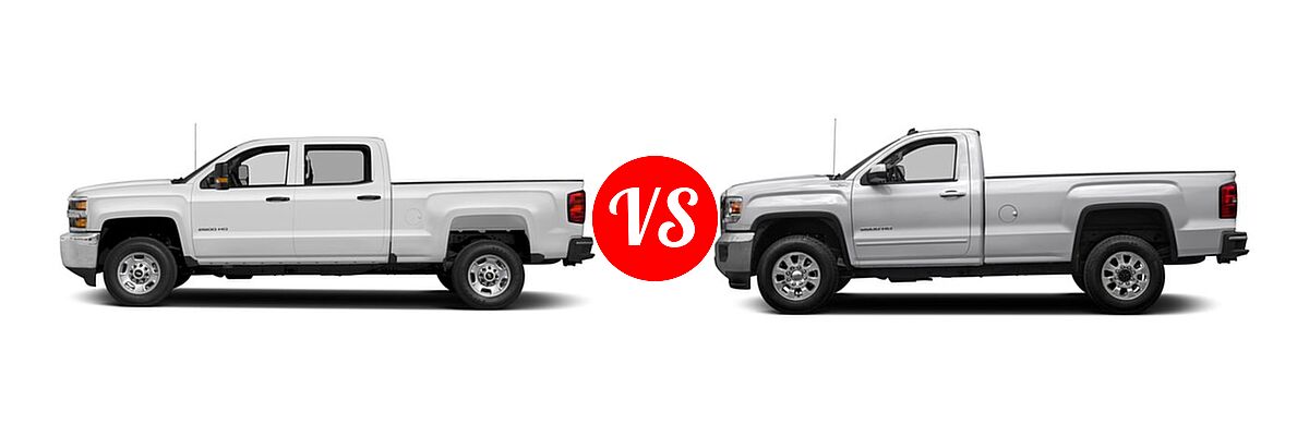 2017 Chevrolet Silverado 2500HD Pickup Work Truck vs. 2017 GMC Sierra 2500HD Pickup SLE - Side Comparison